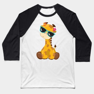 Cute Giraffe, Giraffe With Sunglasses, Cute Animal Baseball T-Shirt